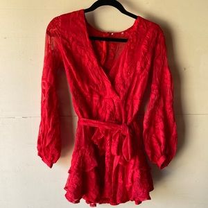 Red Hello Molly Embroidered Dress